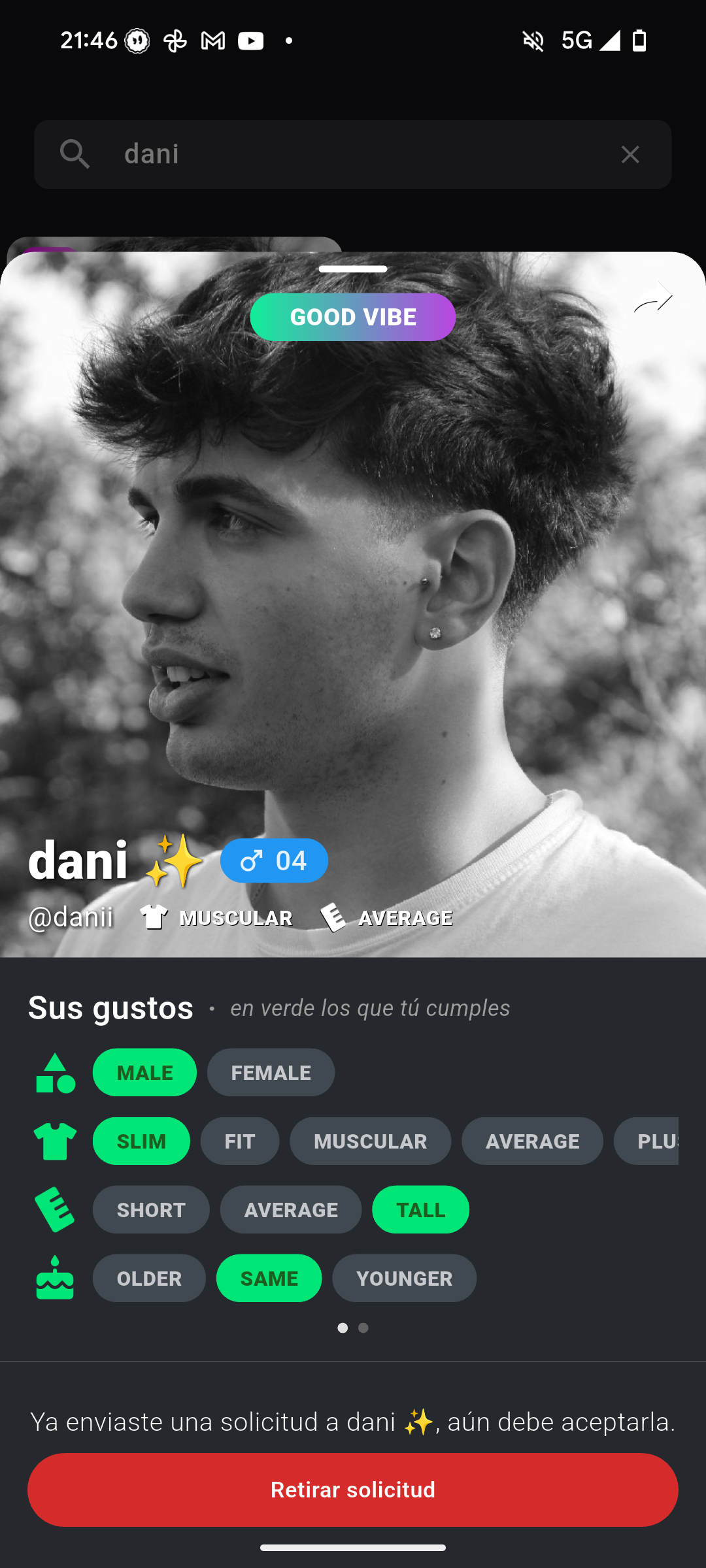 Pantalla Sus gustos